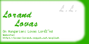 lorand lovas business card